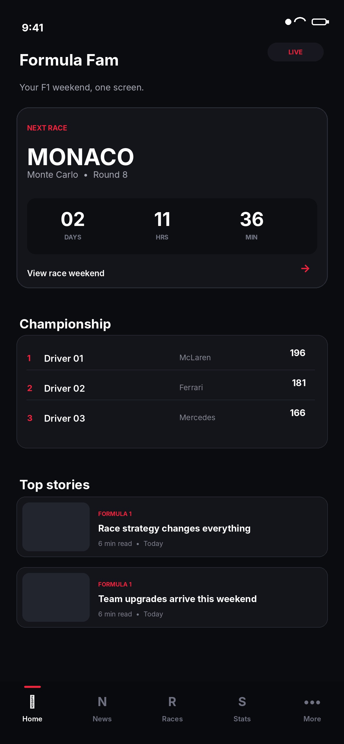 Formula Fam app